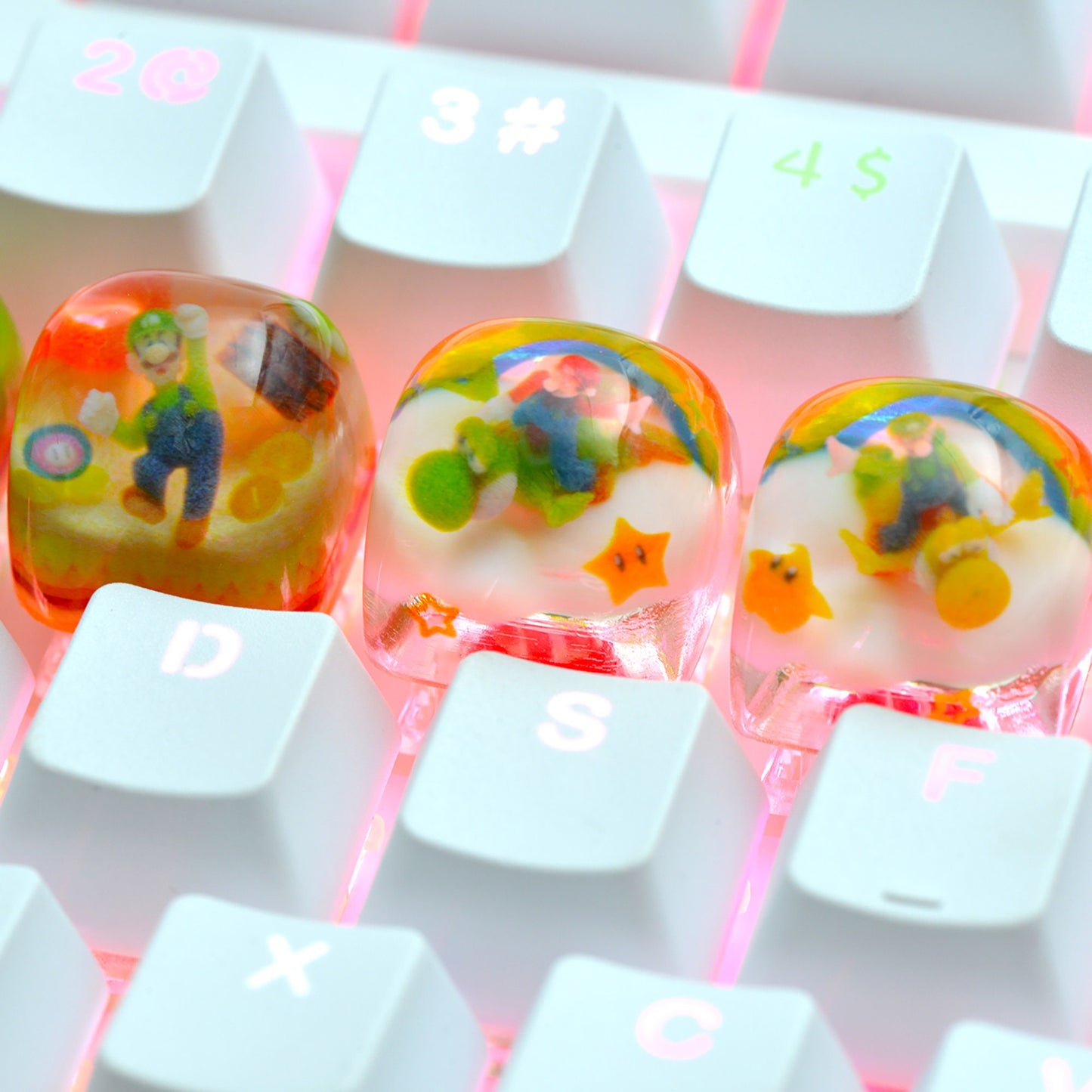 Mario Luigi resin keycap cherry mx artisan keycaps gaming mechanical keyboard