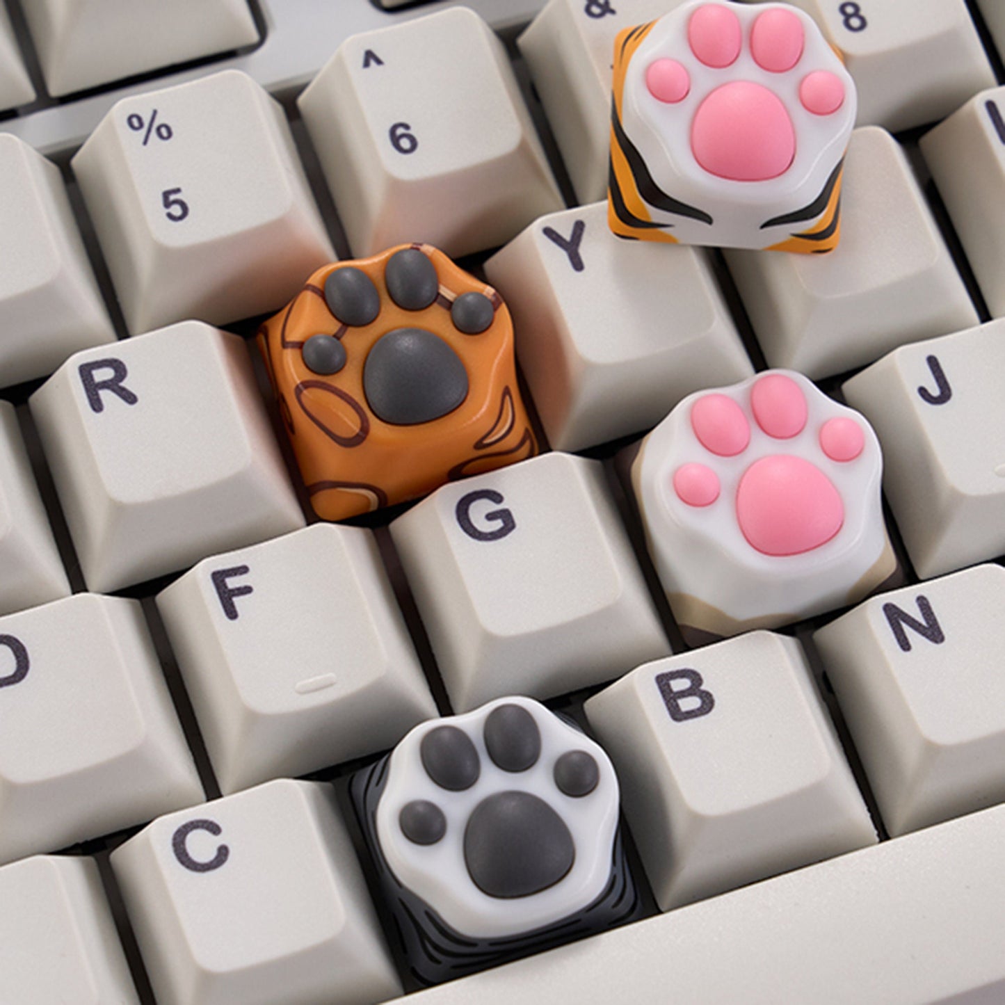 Cat paw keycaps cute soft resin cherry mx keycap