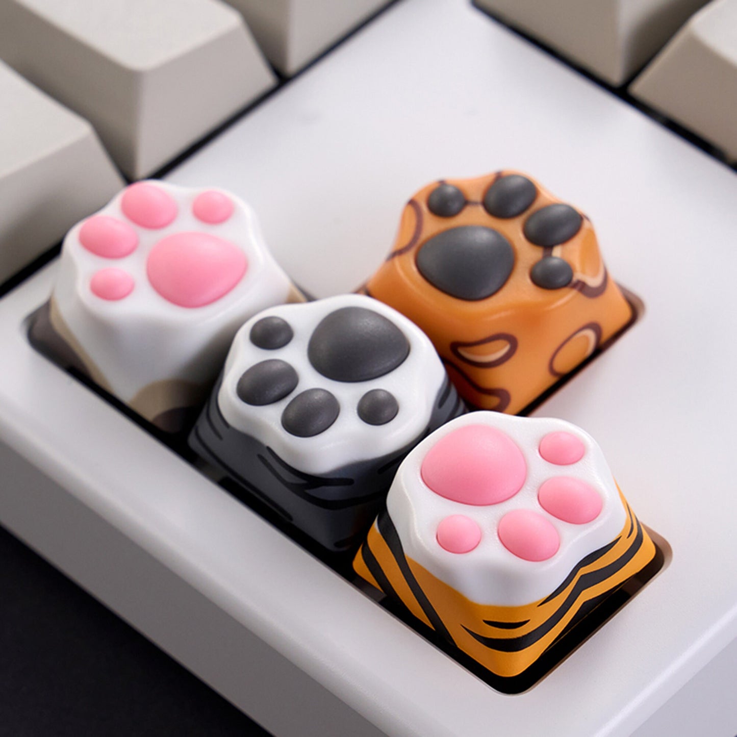 Cat paw keycaps cute soft resin cherry mx keycap