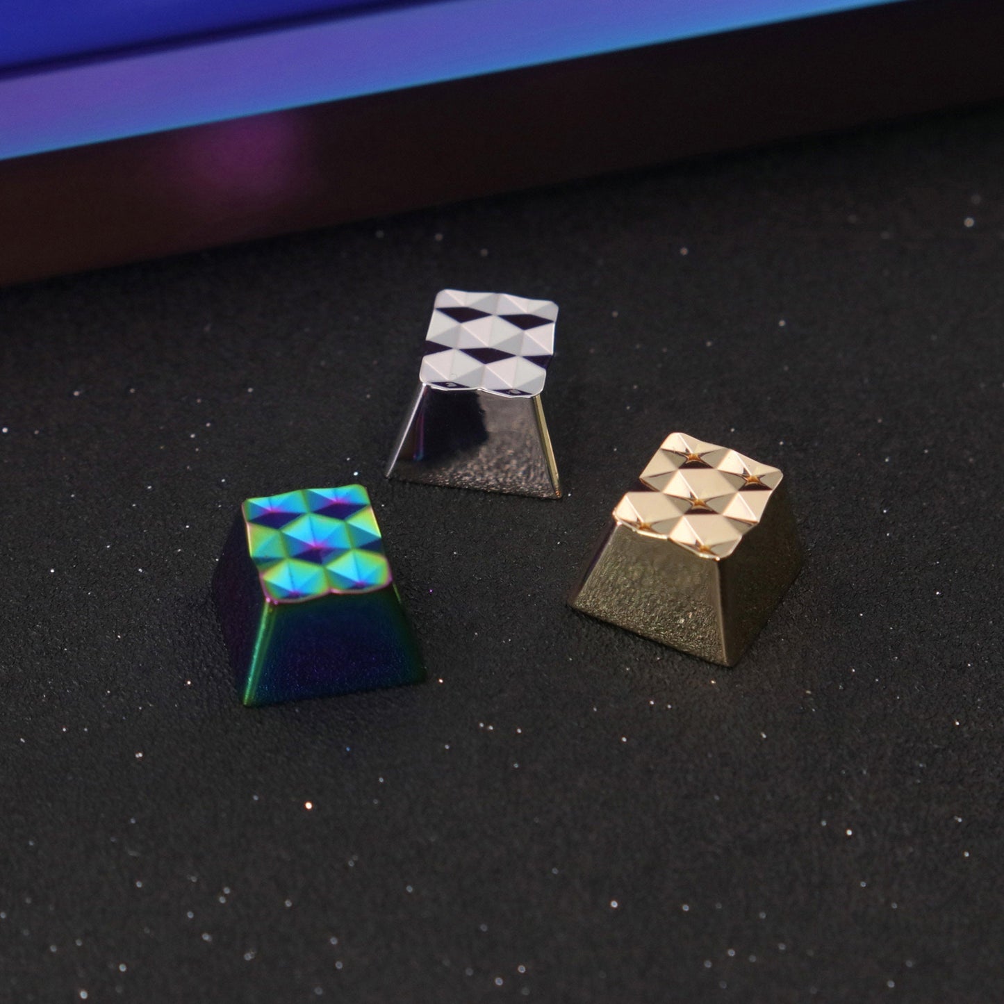 Honeycomb prism keycap sliver Electroplating color keycap metal keyboard