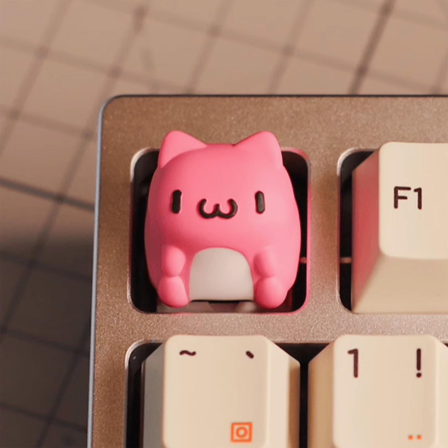 Cute keycaps cat blue pink resin handmade mechanical keyboard key