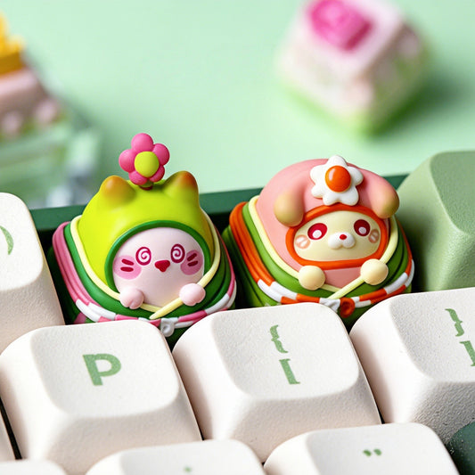 Keycapper Dragon Boat Festival Zongzi handmade resin artisan keycaps mounted on a mechanical keyboard