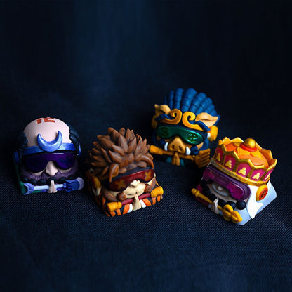 Keycapper Journey to the West cyberpunk team collection featuring Sun Wukong, Zhu Bajie, Tang Seng, and Sha Wujing keycaps.