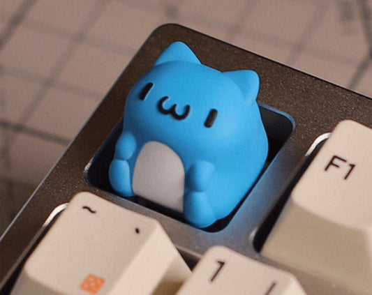 Cute keycaps cat blue pink resin handmade mechanical keyboard key