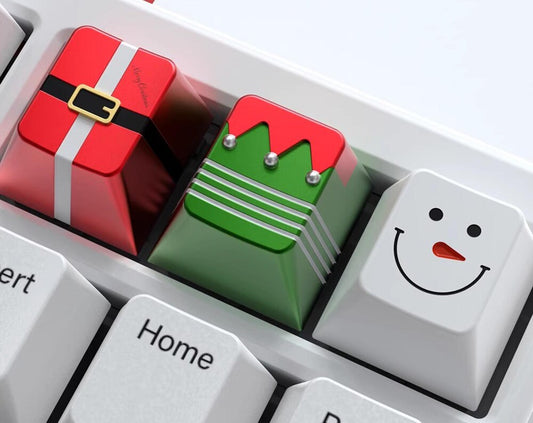 Merry Christmas keycap metal green red gift tree cute snow man mechanical keyboard