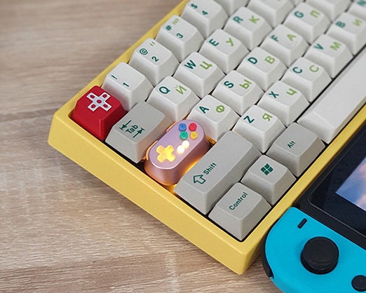 SwitchXbox controller handle keycaps cherry mx metal key cap 1.75X 1.75U capslock keycap light transmission