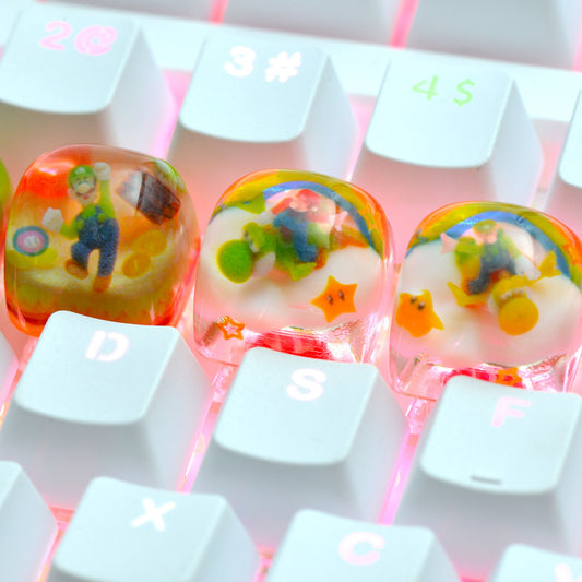 Mario Luigi resin keycap cherry mx artisan keycaps gaming mechanical keyboard