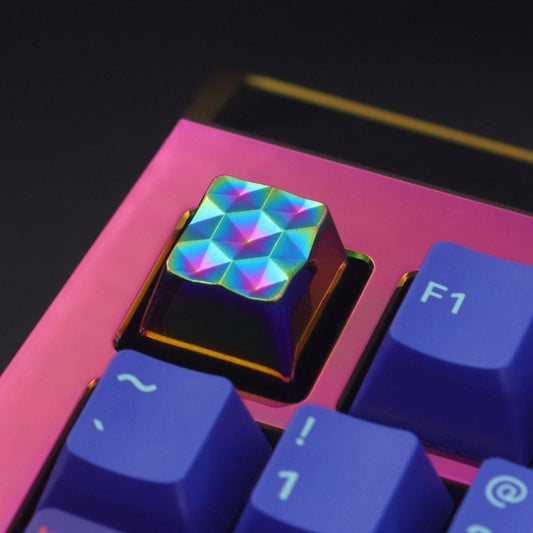 Honeycomb prism keycap sliver Electroplating color keycap metal keyboard