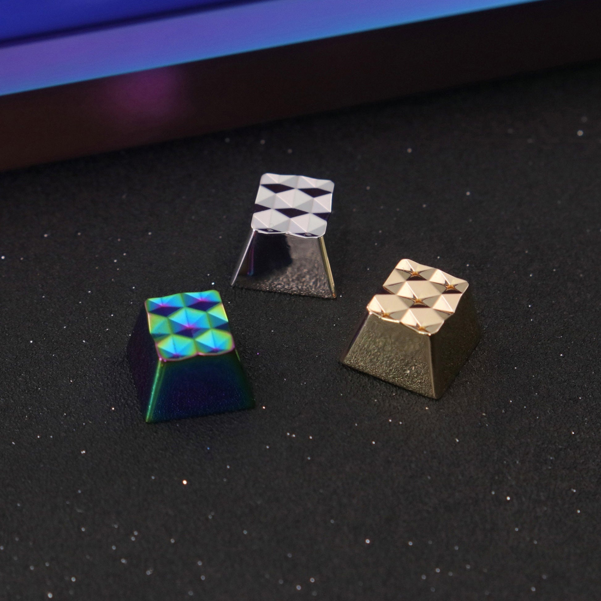 Honeycomb prism keycap sliver Electroplating color keycap metal keyboard