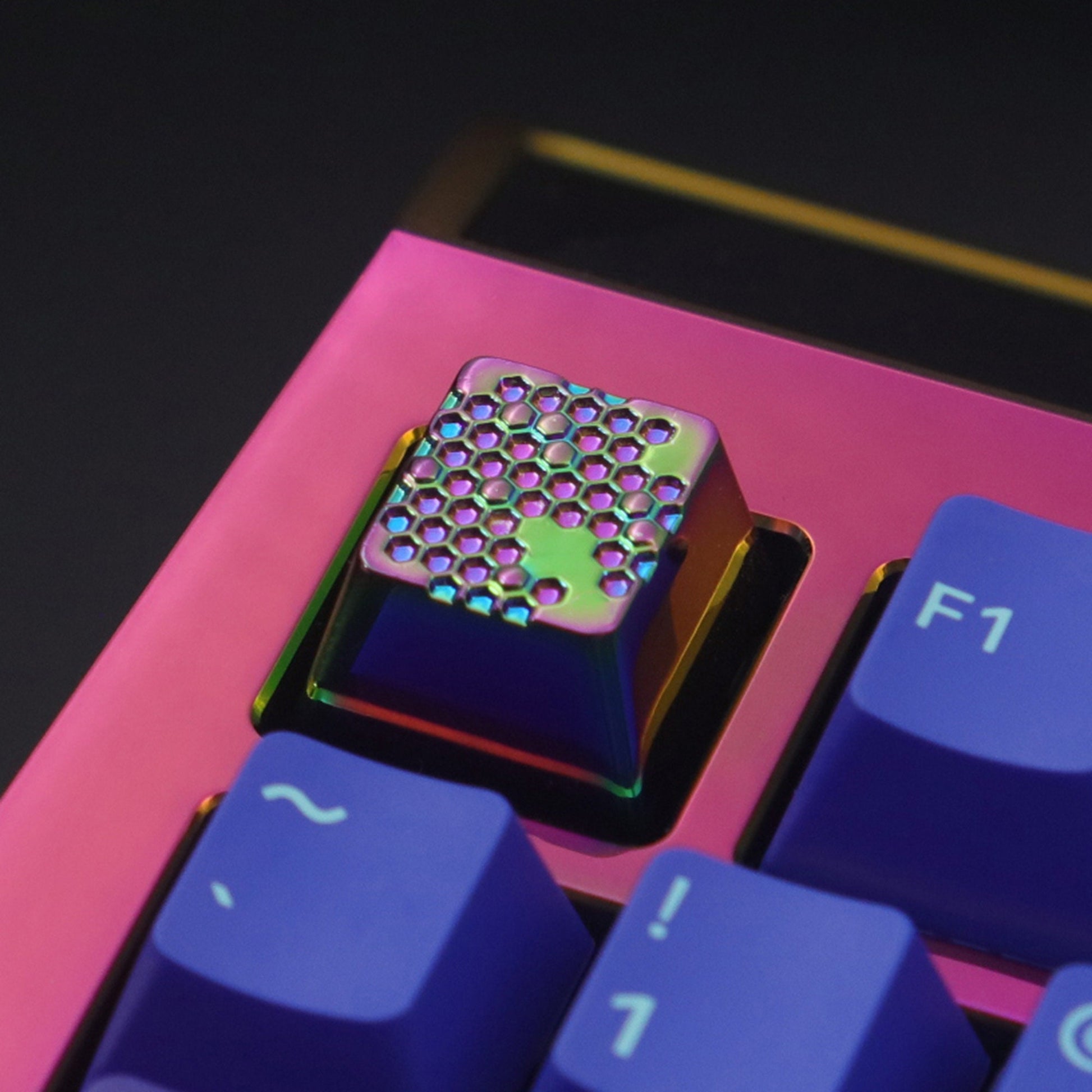 Honeycomb prism keycap sliver Electroplating color keycap metal keyboard