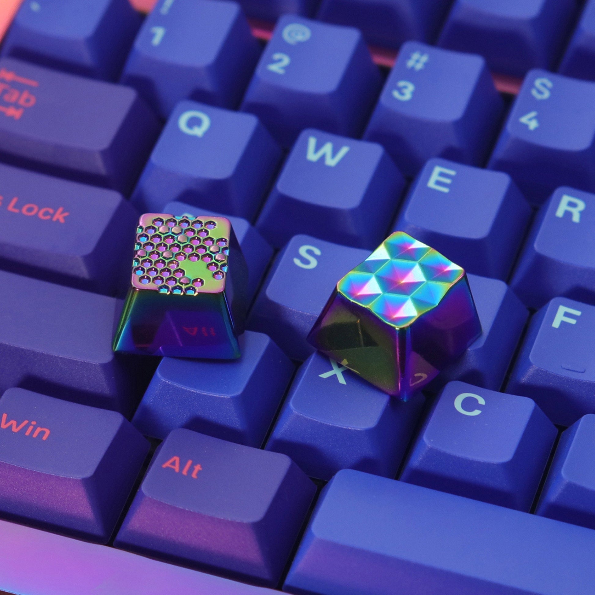 Honeycomb prism keycap sliver Electroplating color keycap metal keyboard