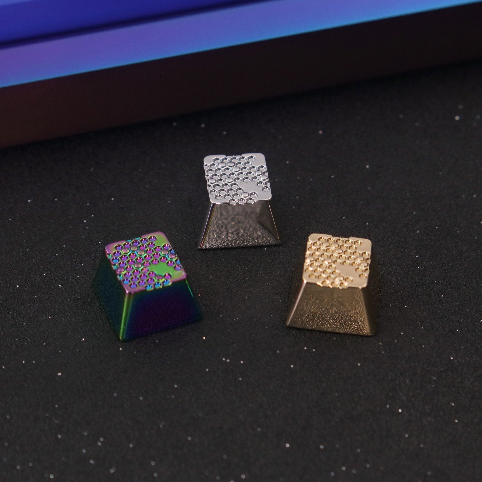 Honeycomb prism keycap sliver Electroplating color keycap metal keyboard
