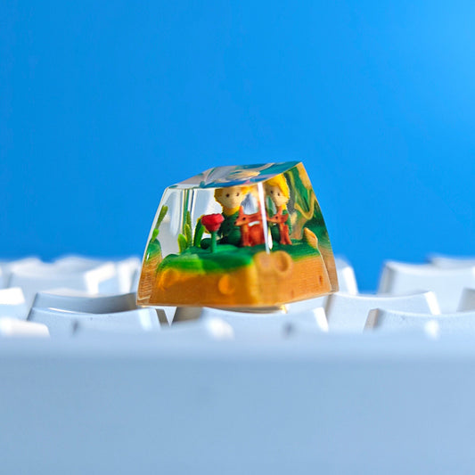Little Prince and rose keycap cute resin anime keyboard
