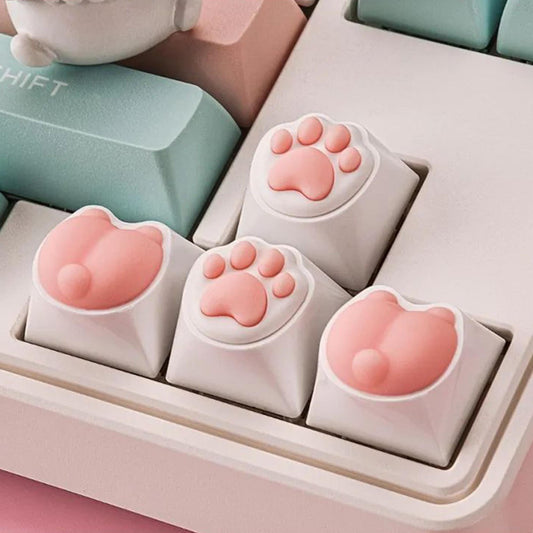 Cute keycap cat paw tushy resin silica gel keyboard key cap