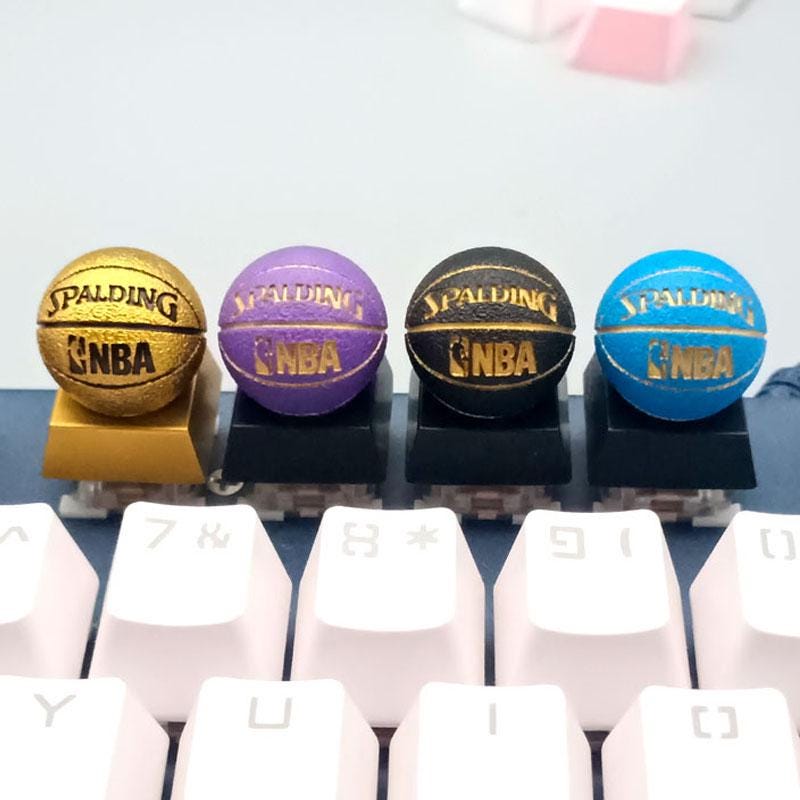 NBA basketball keycaps resin handmade gold brown keyboard key