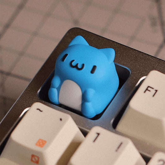 Cute keycaps cat blue pink resin handmade mechanical keyboard key