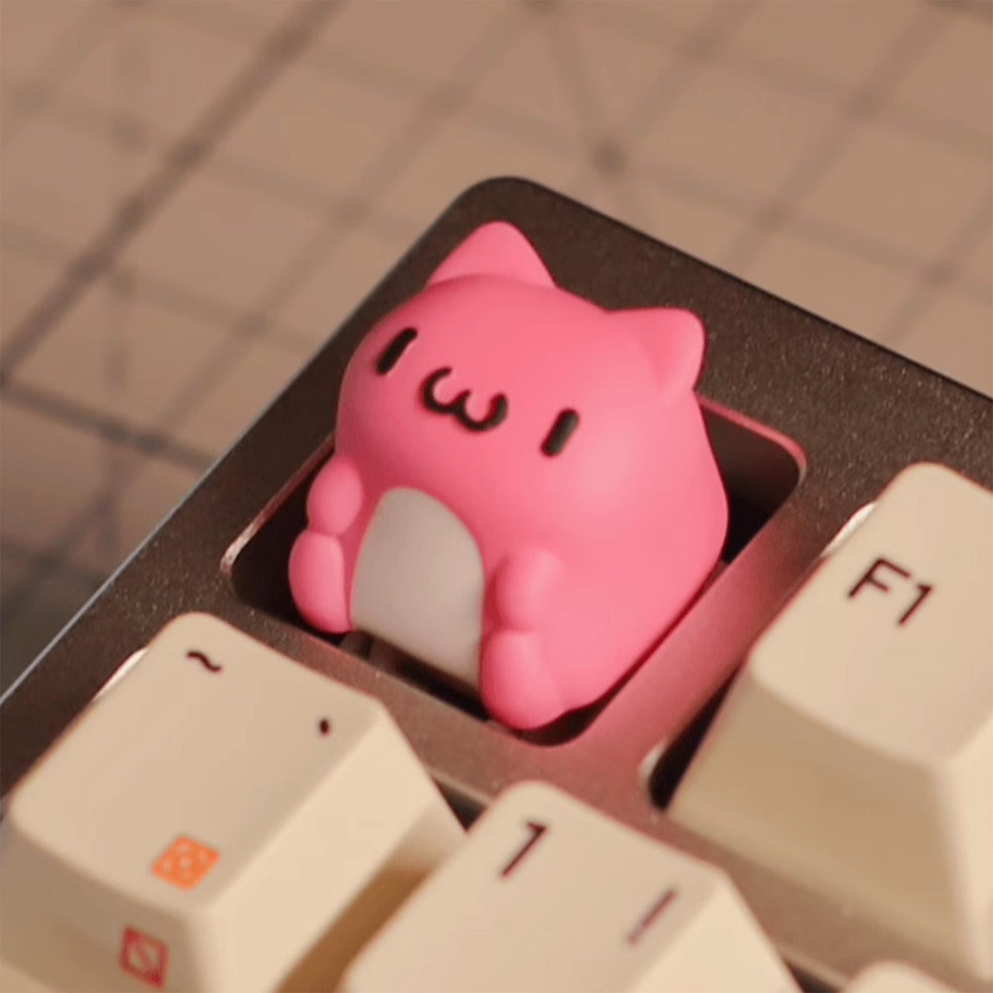 Cute keycaps cat blue pink resin handmade mechanical keyboard key