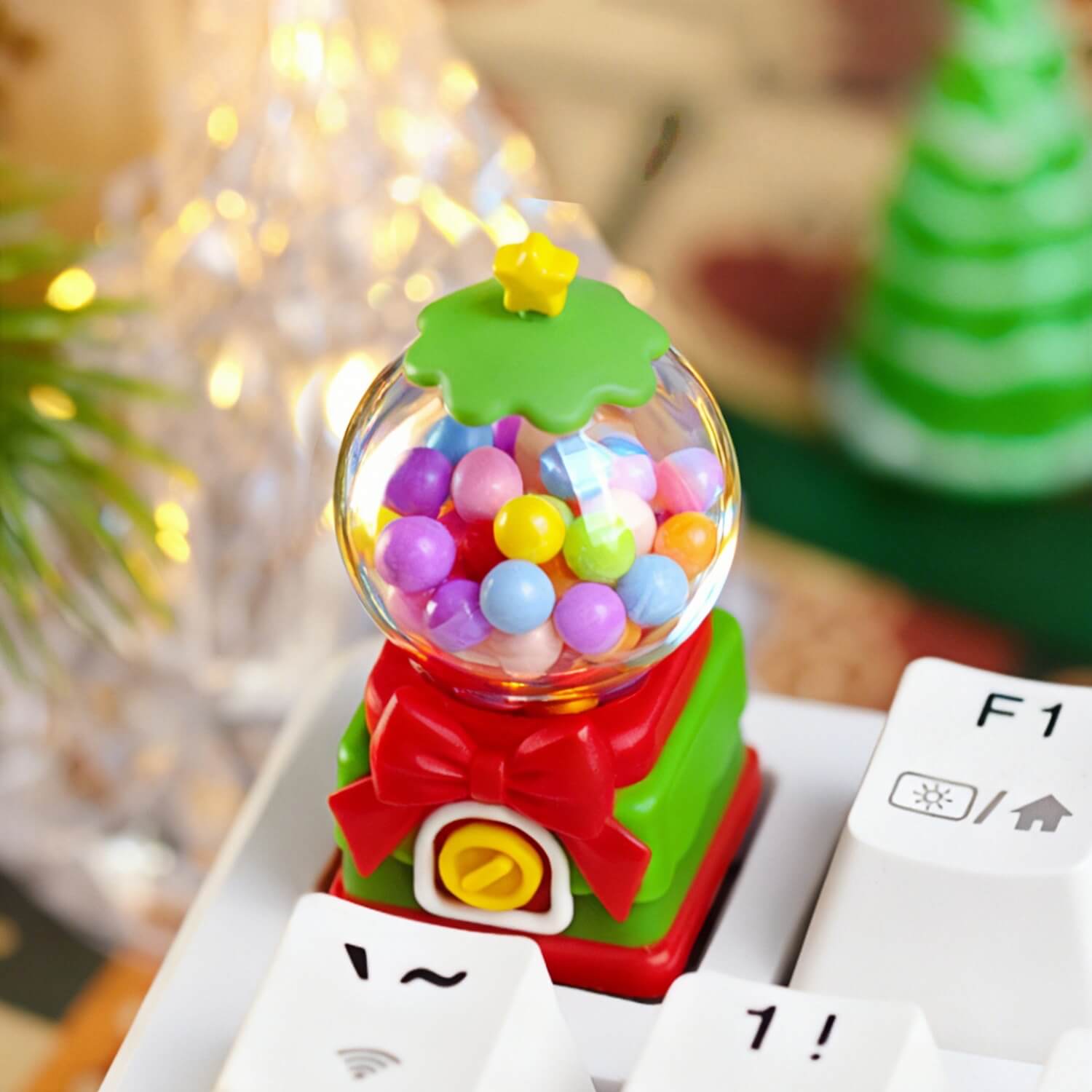 Gumball Machine Resin Keycap on keyboard